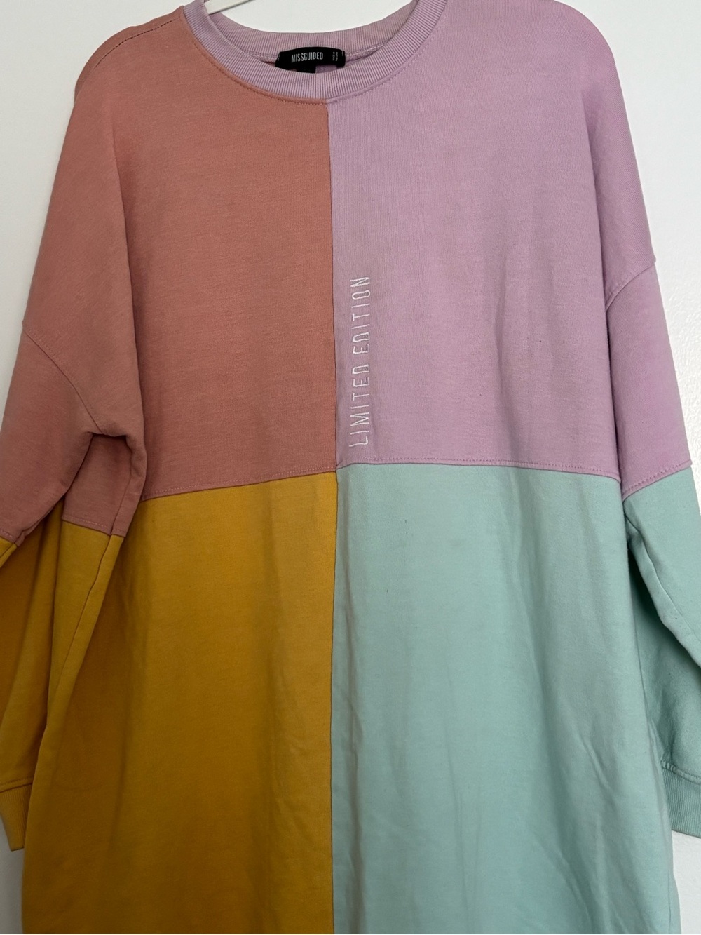 Missguided Peach and Light Pink Colorblock Crewneck